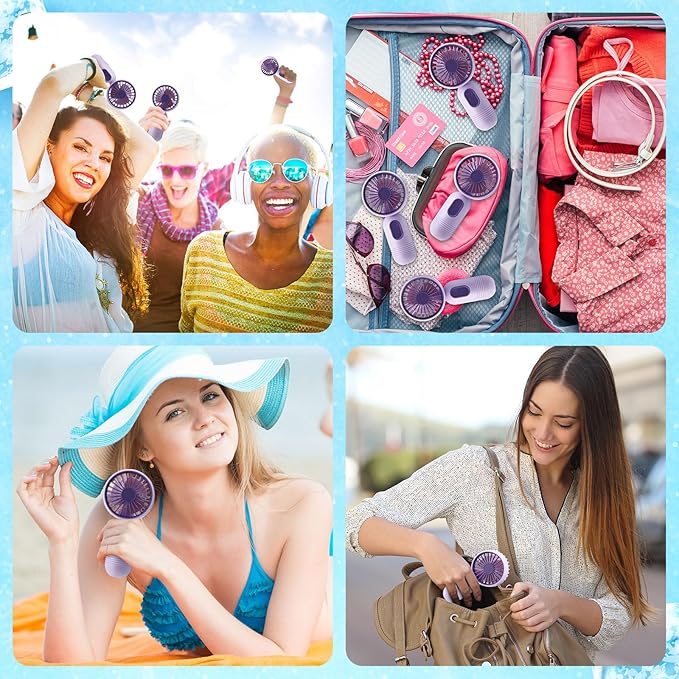 Rossesay 1 Pcs Mini Portable Fan Bulk Cute Handheld Lightweight Small Little Personal Hand Eyelash Fan 3 Speeds USB Rechargeable for Women Men Indoor Outdoor Makeup Travel (Purple)