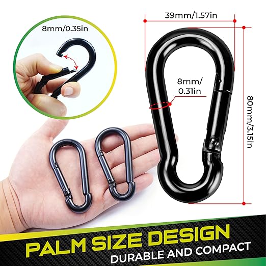 PAMAZY 6Pcs 3.15In Spring Snap Hooks 460LBS Capacity, Utility Hook Clip, Heavy Duty Rope Connector, Quick Link Snap Hooks for Indoor & Outdoor, Hanging, Camping, Fishing