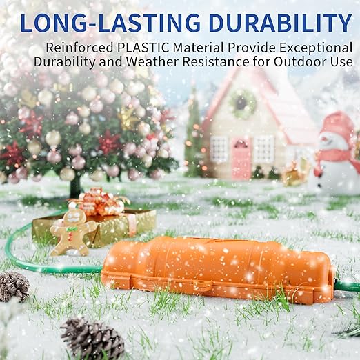 6 Pack Outdoor Extension Cord Safety Cover with Waterproof Seal IP54 Water-Resistant, Weatherproof Electrical Connection Box with 2 Latches, Plug, Socket, Holiday Decoration Light,Orange