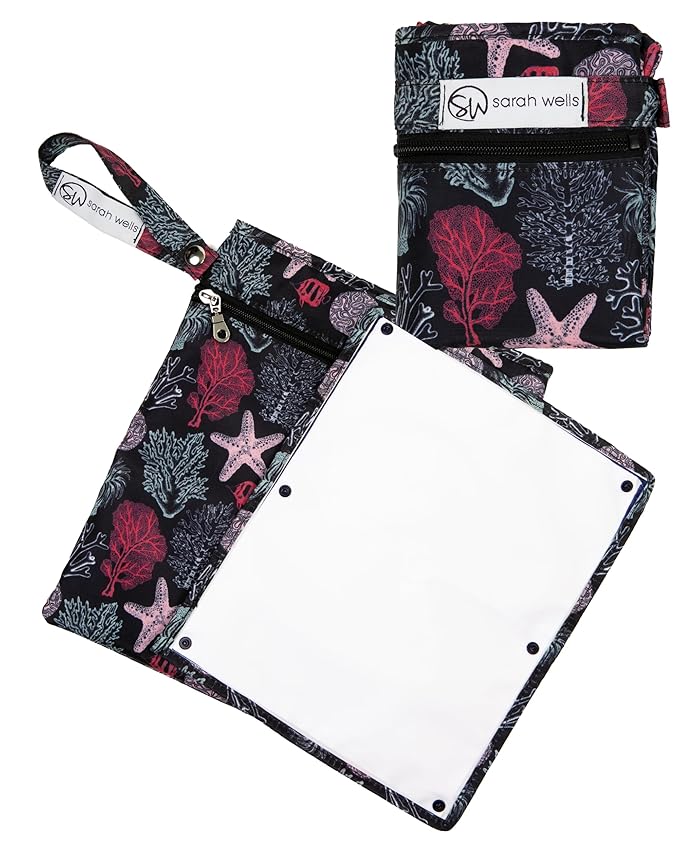 Sarah Wells Pumparoo Wet Dry Bag for Breast Pump Parts – Compact Organizer with Waterproof Pocket, Staging Mat & Fridge Hack – Machine Washable Pumping Accessory (Ocean)