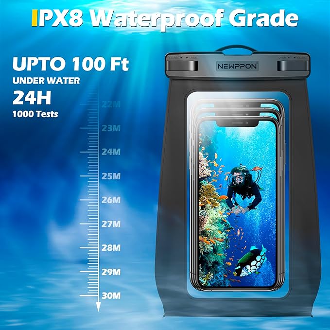 4 Pack Floating Waterproof Phone Pouch - Float Clear Cell Holder Protector with Lanyard - Universal Large Floatable Water Proof Dry Bag Case for iPhone 16 Pro Max Samsung Galaxy - Beach Swimming Pool
