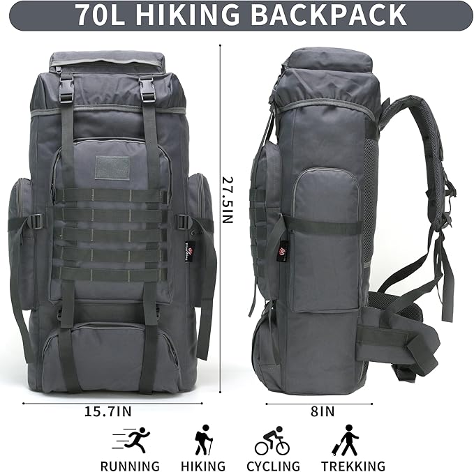 Hiking Backpack for Men 70L/100L Camping Backpack Military Rucksack Molle 3 Days Assault Pack for Climbing | Camping Backpack, 3 Days Assault Pack, for Climbing