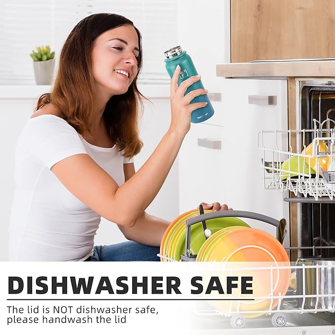 Fanhaw 32 oz Insulated Stainless Steel Water Bottle with Straw Lid, Leakproof Sports Bottle for Men, Women & Teens (Olive Green)