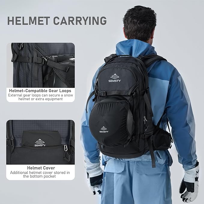 Ski and Snowboard Hydration Backpack, with 2L Water Reservoir and Insulated Harness, 30L Hydration Pack for Skiing, Hiking