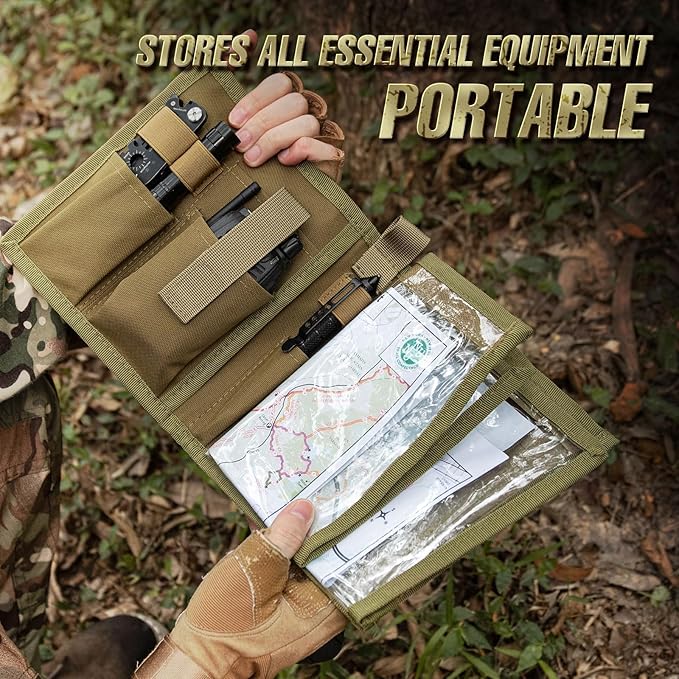 KOSIBATE Map Case, Military Map Protector, Water-Resistant Map Pouch Holder for Outdoors or Hiking