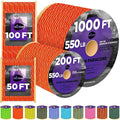 TECEUM Reflective Paracord Rope 1000 – 1000ft/200ft/100ft/50ft – 40+ Colors – Glow in The Dark – para Cord – Utility Rope for Survival, Hunting & Camping Gear – Nylon String, Camping Rope, Tent Cord