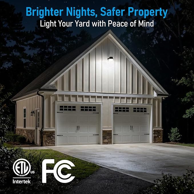TORCHSTAR LED Barn Light, Dusk to Dawn Area Lights with Photocell, Outdoor Security Flood Lighting, ETL & FCC Listed, IP65 Waterproof, Aluminum Housing, 110-277V, Garage, Yard, 5000K Daylight, Bronze