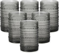 ZMOWIPDL Vintage Glassware Drinking Glasses Set of 6,15 oz Hobnail Glass Cups,Embossed Grey Water Tumbler,for Beer,Cocktail,Whiskey,Juice and Various Mixed Drinks- 1 Cleaning Brush
