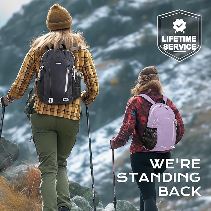 VPBAGE 15L Water-resistant Hiking Daypack for Women, Small Backpack Travel Outdoor, Lightweight Day Pack with Tool Loops