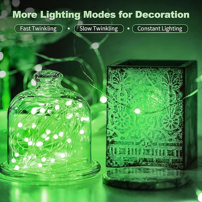 20 Pack LED Fairy Lights Battery Operated,7FT 20 LED Waterproof Mini Twinkle String Lights for Wedding Party Christmas Decorations,Green