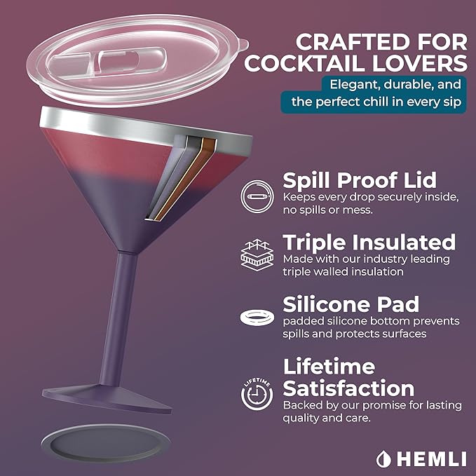 Martini Glass, Stainless Steel Insulated Martini Tumbler, Cocktail Cup