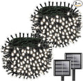 Upgrade 2Pack 200LED Solar String Lights for Outside, 66FT Solar Christmas String Lights Outdoor with 8 Modes, IP65 Waterproof Outdoor Twinkle Light, Garden Xmas Tree Christmas Decoration, Cool White