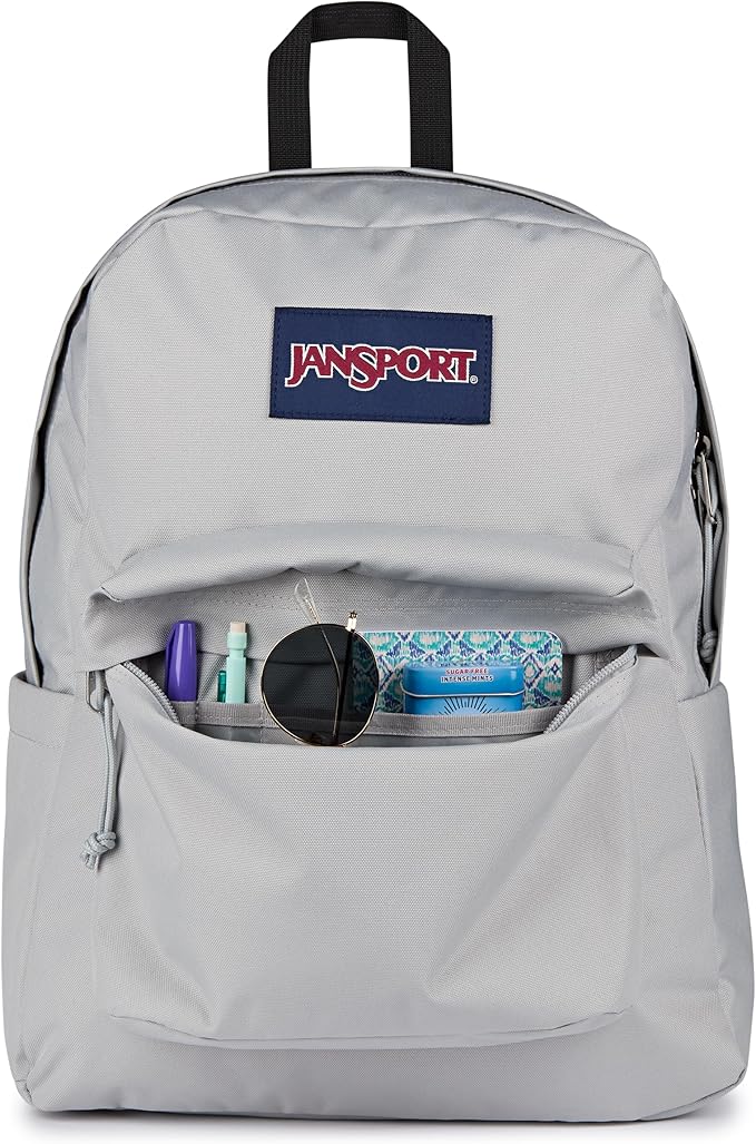 JanSport SuperBreak Plus Backpack with Padded 15-inch Laptop Sleeve and Integrated Bottle Pocket - Spacious and Durable Daypack for Work and Travel - Grounded Grey