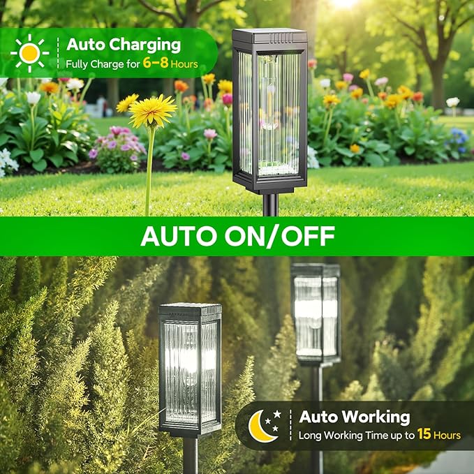 ELECLINK Solar Pathway Lights Outdoor, 6 Pack Upgraded Solar Lights Outdoor Waterproof, Bright Up to 15 Hrs Auto On/Off Garden Light for Yard Patio Lawn Path Walkway Driveway Outside Decor(Cool White)