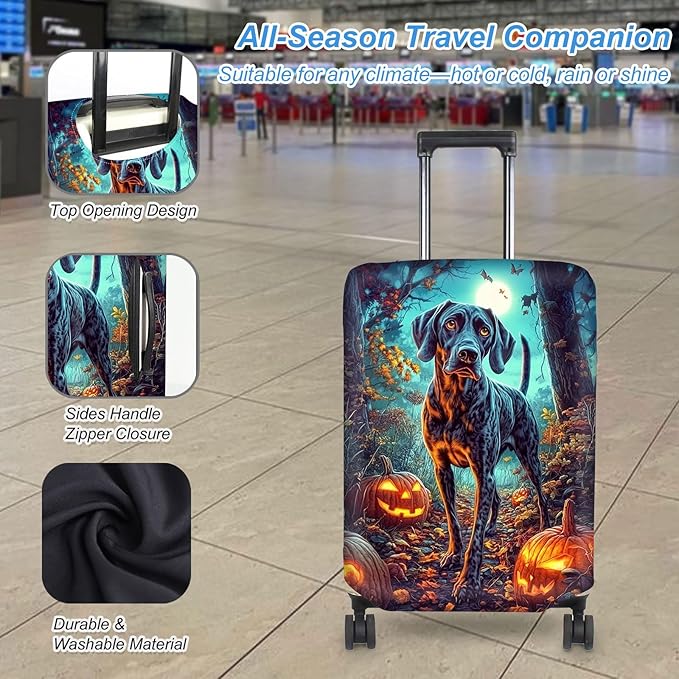 Luggage Cover Protector for 22-24 Inch Suitcases, TSA Approved Elastic Travel Suitcase Covers, Anti-Scratch Washable Luggage Sleeve for Carry On & Checked Bags, Shorthaired Pointer Dog