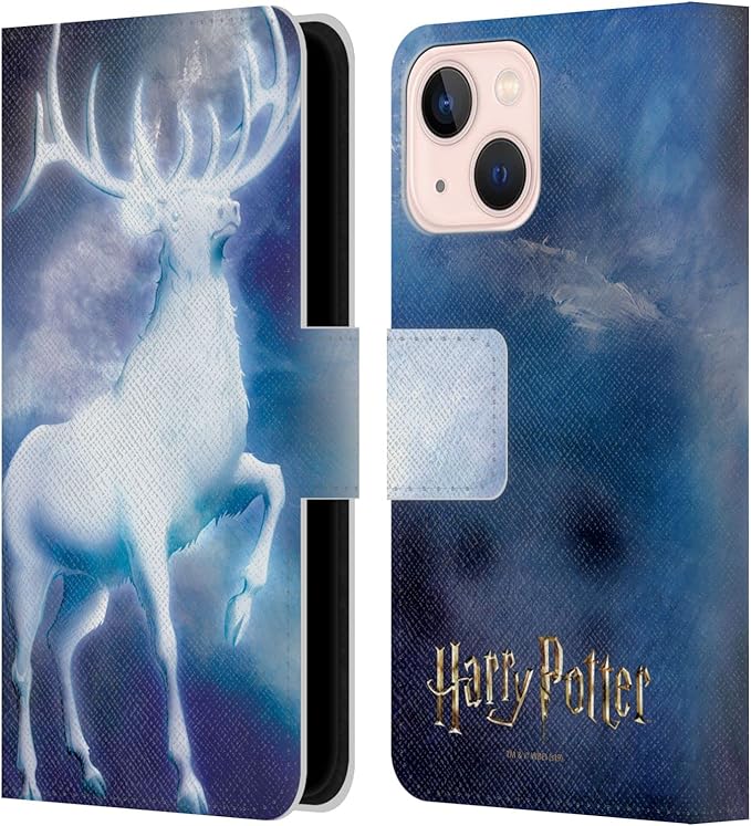 Head Case Designs Officially Licensed Harry Potter Stag Patronus Prisoner of Azkaban II Leather Wallet Case Compatible with Apple iPhone 13 Mini