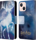 Head Case Designs Officially Licensed Harry Potter Stag Patronus Prisoner of Azkaban II Leather Wallet Case Compatible with Apple iPhone 13 Mini