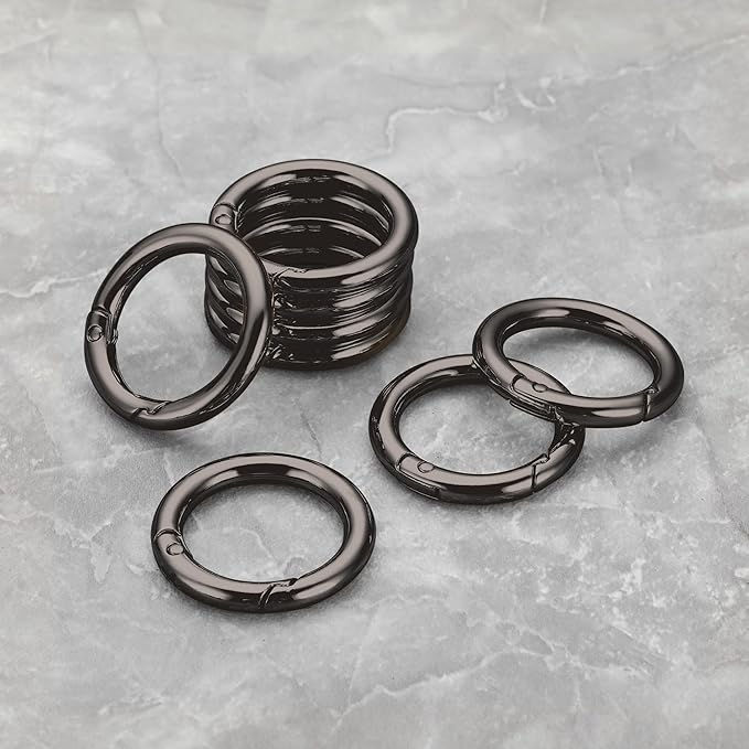 Gkeygo Key Ring Clip, 4/5 Inch Keychain Rings, 8 Pack Round Carabiner Clip for Keys, Buckle, Bags, Purses - Key Chain Hooks Replacement Keychains Lanyard DIY Crafts, Gunmetal