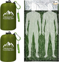 Oudain 2 Pcs XL Emergency Sleeping Bag 94.5" x 49.2" Waterproof Survival Sleeping Bag with Whistle Carabiner Portable Thermal Bivy Sack Emergency Blankets for Camping Hiking Outdoor