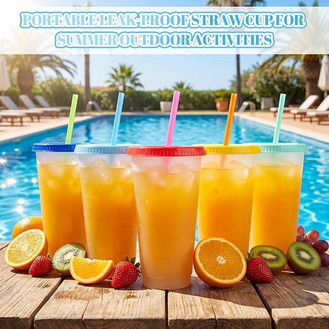 15-Count Bulk Plastic Tumblers with Snap Lids, 24oz Commercial-Grade Coffee Cups, Durable Reusable Drinkware for Restaurant, Office Use & Outdoor Events(Stylish Color)