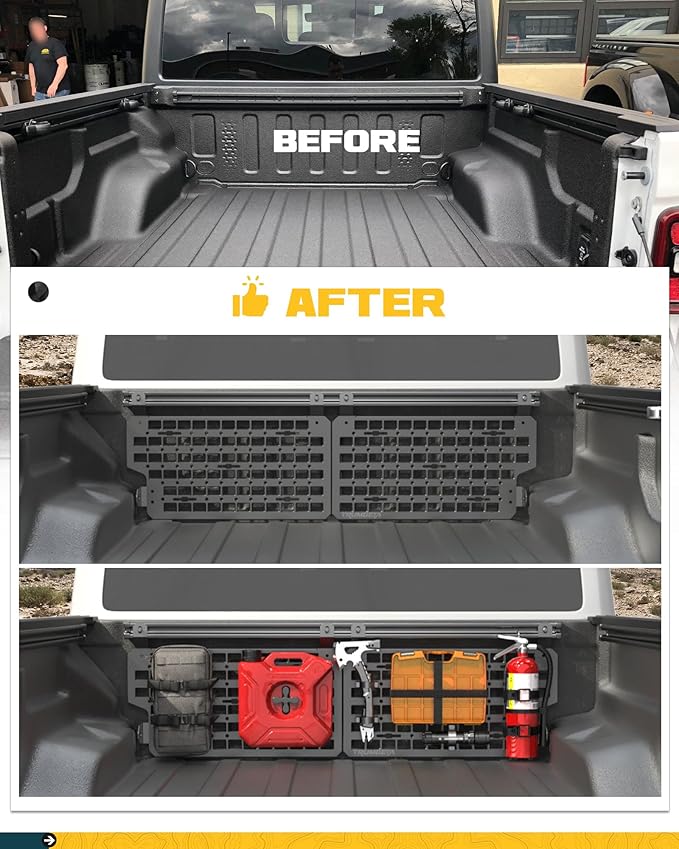 Trumgeta Front Bed MOLLE Panel Fit for 5 Feet Jeep Gladiator 2019-2026 Truck Storage Organizer System