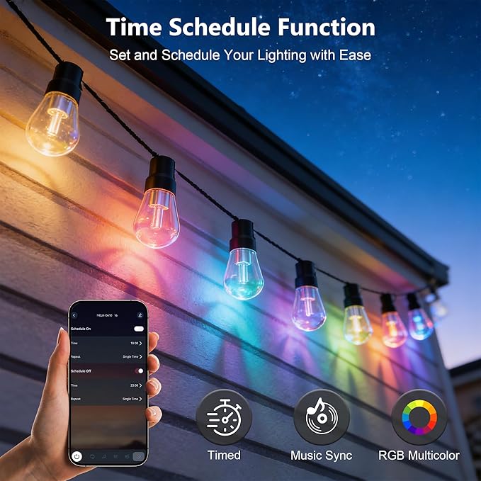 Beizelte Outdoor String Lights, 300FT RGB+IC Outside Light Dimmable Shatterproof LED Bulbs, IP67 Waterproof Chasing Effect Lighting DreamColor Patio Strip Lights for Backyard, Balcony, Outdoor Living