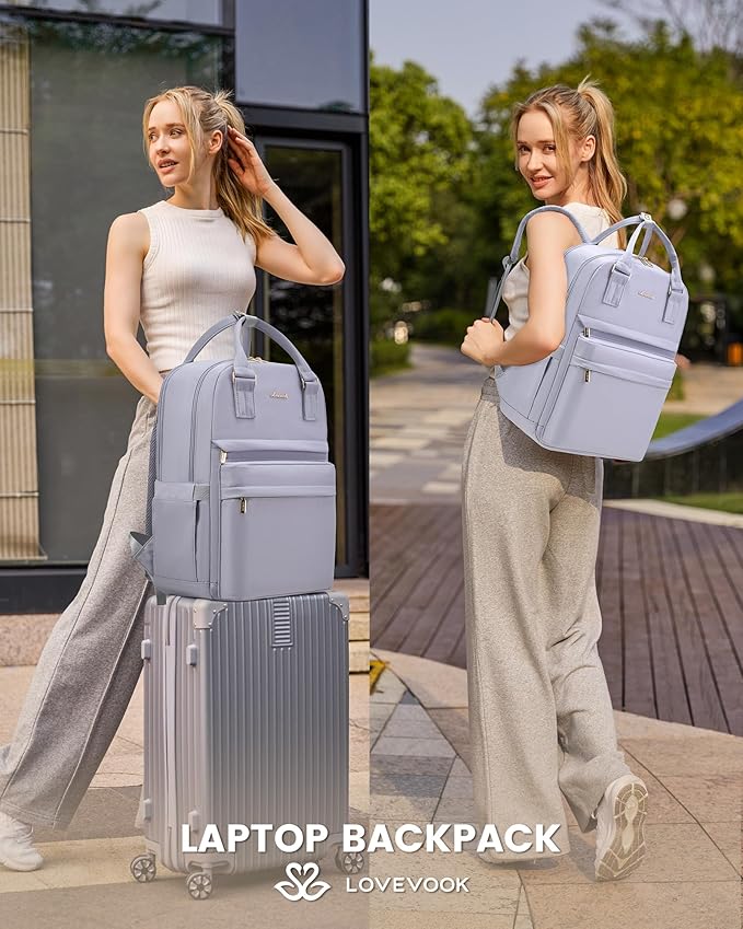 LOVEVOOK Laptop Backpack for Women 15.6 Inch Laptop Bag with USB Port, Fashion Waterproof Backpacks Teacher Nurse Stylish Travel Bags Vintage Daypacks for College Work