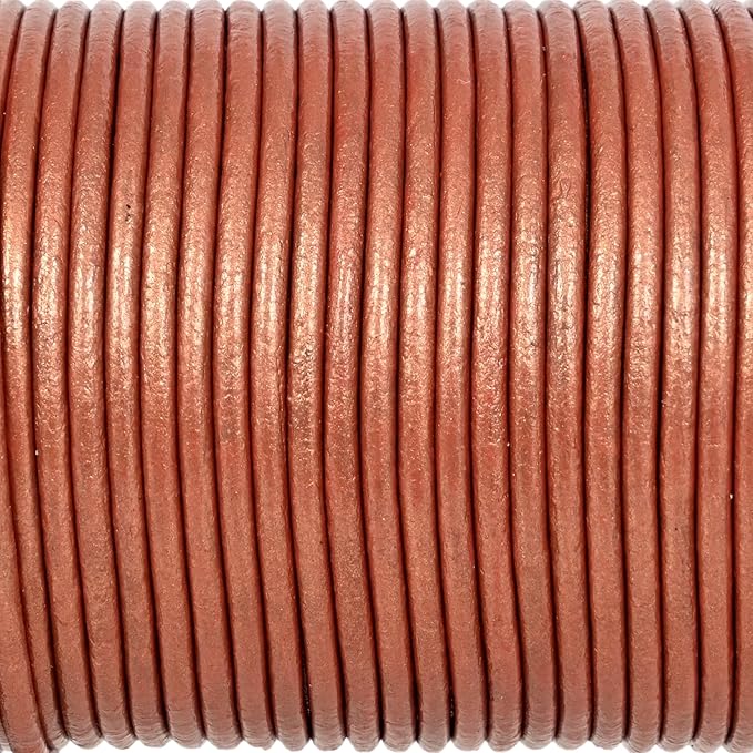GENIQUE Real/Genuine Round Leather String Cord for Necklace, Bracelets, Jewellery, Braiding (1.5mm, Copper)