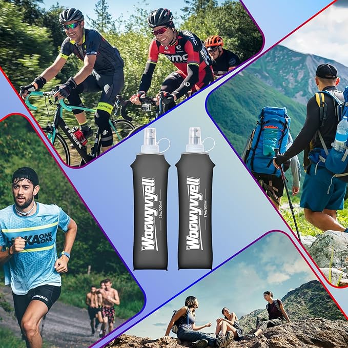 Running Vest Soft Flask, 2PCS BPA-Free 500ml Collapsible Water Bottle for Hydration Backpack, Collapsible Water Bottles for Marathon Hiking Cycling Climbing