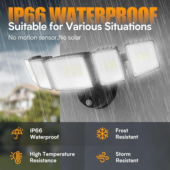 Onforu 120W 12000LM Dusk to Dawn Outdoor Lighting,5 Heads Flood Lights Outdoor,6500K Super Bright Automatic Outdoor Lighting,IP66 Waterproof Hardwired LED Security Lights for Garage,Yard,Outside