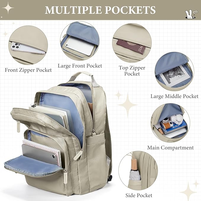 Khaki Backpack for Women Men