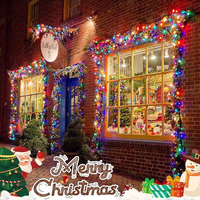 JMEXSUSS Multicolor Christmas Lights Battery Operated with 8 Modes Remote Waterproof, 33ft 100 LED Battery Christmas Lights Indoor Outdoor for Tree Home Party Room Garden Decor