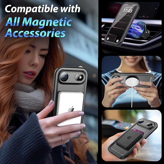 SPORTLINK for iPhone Air Case, IP68 Waterproof Military Protective Full Body Heavy Duty Shockproof 360 Sealed Dustproof with Camera Screen Protector Phone Cover for iPhone Air 6.5" M/Black