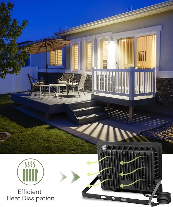 L LOHAS LED 50W Flood Light Outdoor, RGB Landscape Lighting with Remote Control, Timing - 2700K/4500K/6500K - Color Changing for Patio Backyard Step Wall, IP66, US 3-Plug, UL Listed (2 Pack)