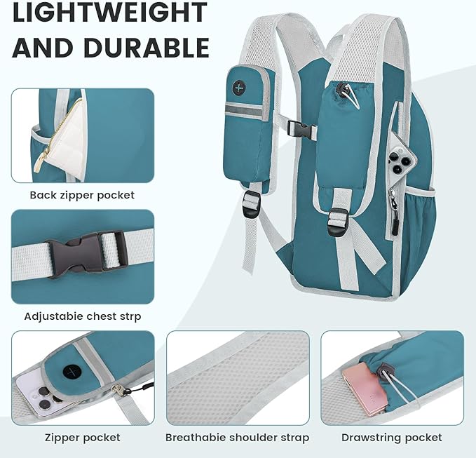 Small Hiking Backpack 10L-Lightweight Packable Foldable Backpack for Travel Camping Outdoor Commute,Compact Rucksack for Women Men(Blue)