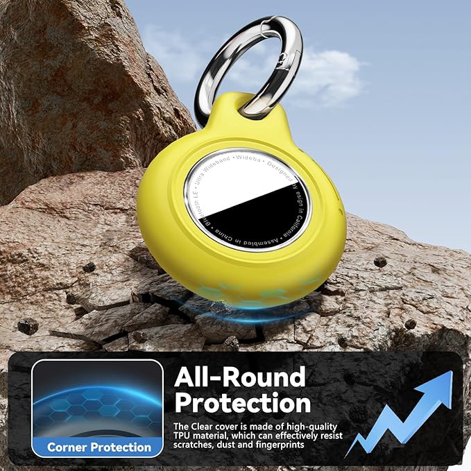 for Apple AirTag 2nd & 1st Gen, Waterproof Case for AirTag Holder Keychain,GPS Tracker Cover for Dog,Car Key,Luggage-D1-Yellow