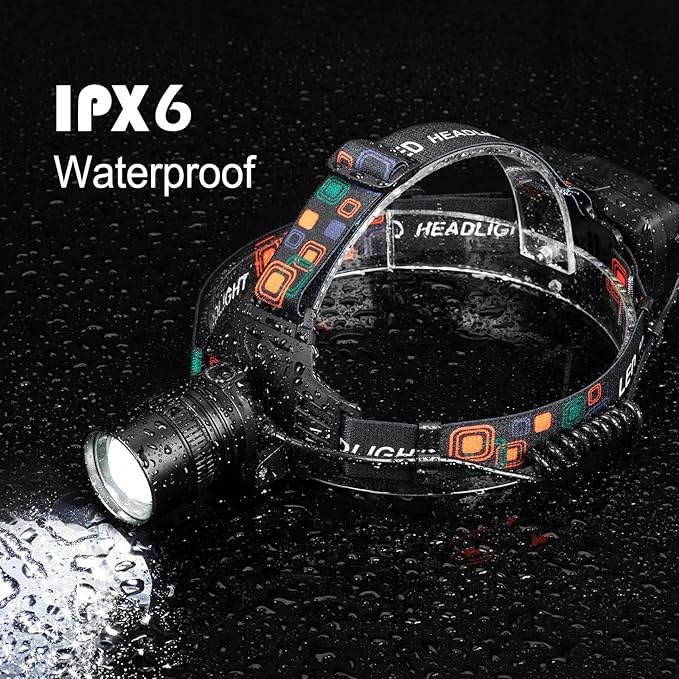SKNSL Rechargeable Headlamp, 99000 Lumens Super Bright LED Head Lamp with 3 Modes, 90° Adjustable Head Lights for Forehead, 45H Long Runtime & IPX6 Waterproof HeadLamps for Camping Hunting Hiking