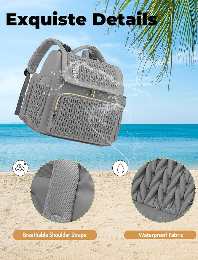 Awanhe Diaper Bag Backpack, Baby Bag with Changing Pad, Travel Waterproof Diaper Bag Tote, Newborn Essentials Must Haves, Luxury baby shower gifts for boys & Girls, Grey