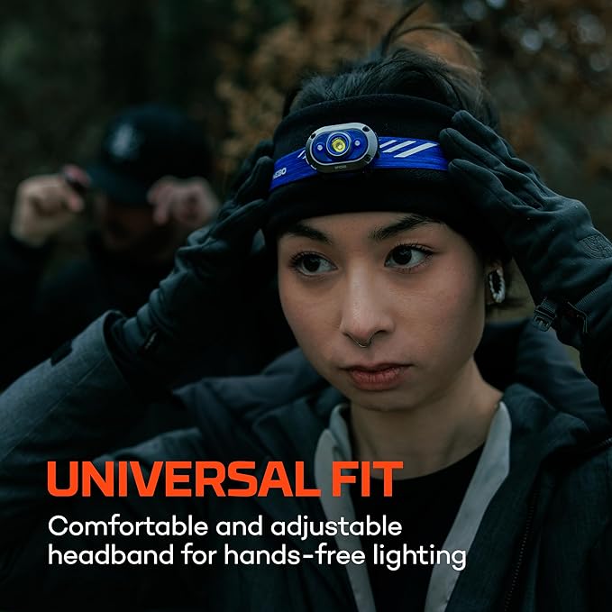 NEBO MYCRO 450 Rechargeable Headlamp | 450 Lumens, 6 Light Modes, Water Resistant, Detachable Hat Clip, Super Bright Head Lamp for Camping & Hiking, Includes USB Charging Cable — Blue