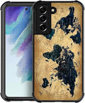 for Samsung Galaxy S22 Plus Case, Brown World Map Pattern Graphic Design Girl Boy Soft Silicone Hard Acrylic Shock Protection for Samsung Galaxy S22 Plus