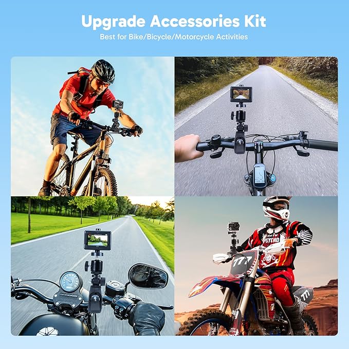 AKASO Brave 4 Action Camera 4K 30fps with 64GB MicroSD U3 Card Bicycle Helmet Accessories Kit Bundle, 20MP Ultra HD 131FT Waterproof Underwater Camera EIS WiFi Remote Control 5X Zoom Sport Cameras