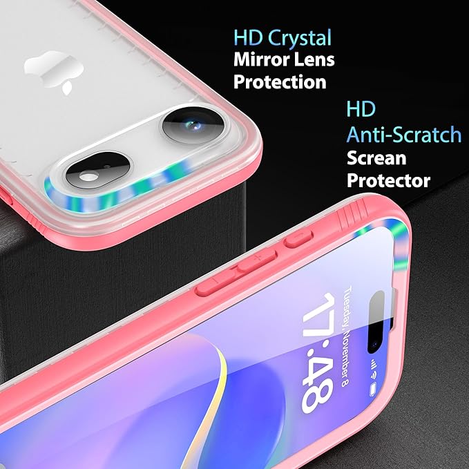 SPORTLINK for iPhone Air Case, IP68 Waterproof Military Protective Full Body Heavy Duty Shockproof 360 Sealed Dustproof with Camera Screen Protector Phone Cover for iPhone Air 6.5" Pink