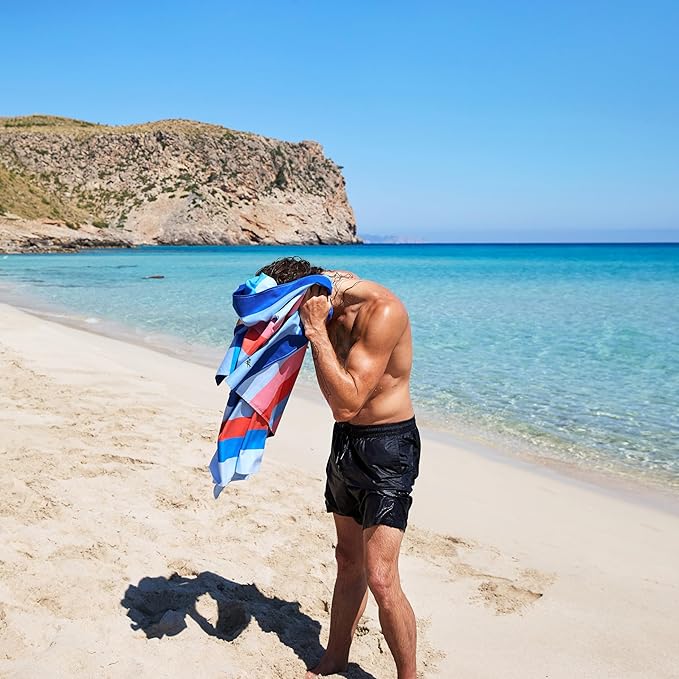 Dock & Bay Beach Towel - Quick Dry, Sand Free - Compact, Lightweight - 100% Recycled - Includes Bag - Ocean Pavilion - Extra Large (200x90cm, 78x35)