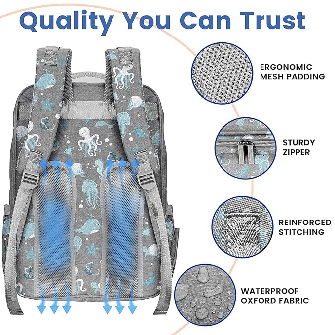 PILLANI Baby Diaper Bag Backpack - Backpack Diaper Bag w/Large Capacity - Baby Shower Gifts - Waterproof Travel Diaper Bags w/Changing Pad, Insulated Bottle Holders, Padded Straps - Baby Boy Stuff