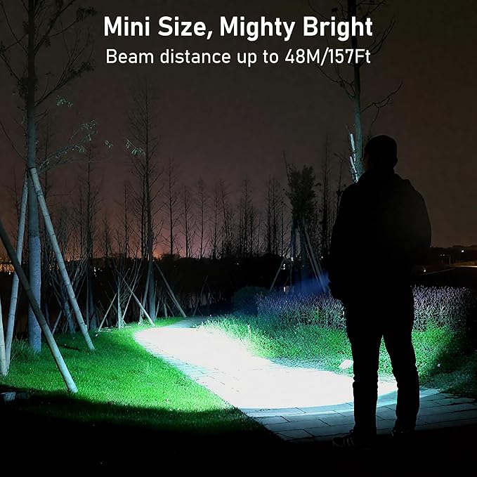 Blukar Rechargeable EDC Flashlight, Mini Keychain Flash Light with 3 Lighting Modes, Memory Function, Waterproof, Compact and Portable Pocket Light for Everyday Carry, Emergency,Camping-Red