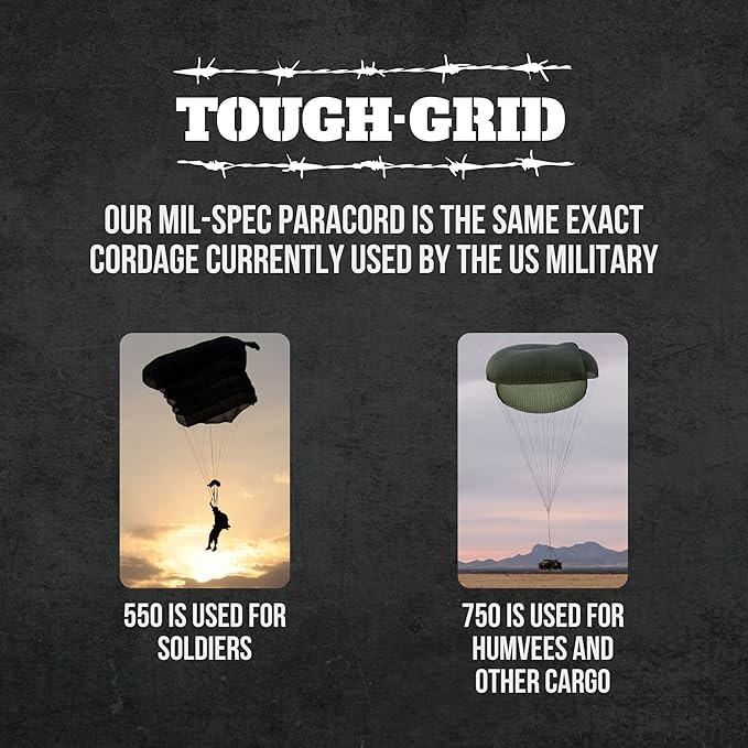 TOUGH-GRID 550 Paracord, Type III Mil-Spec Nylon Rope - 500 Ft Digi-Camo Tactical Survival Cord