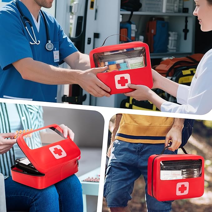 Marscamd Waterproof Empty First Aid Bag with a Detachable Panel, Small Medical Bag with Molle System, Red (Bag Only)