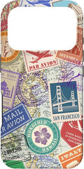World Map Travel Passport Stamps Postage Stamp Case for iPhone 17 Pro