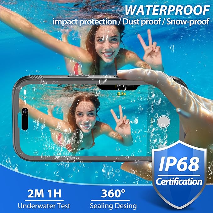 SPORTLINK for iPhone Air Case, IP68 Waterproof Military Protective Full Body Heavy Duty Shockproof 360 Sealed Dustproof with Camera Screen Protector Phone Cover for iPhone Air 6.5" Mag/Black