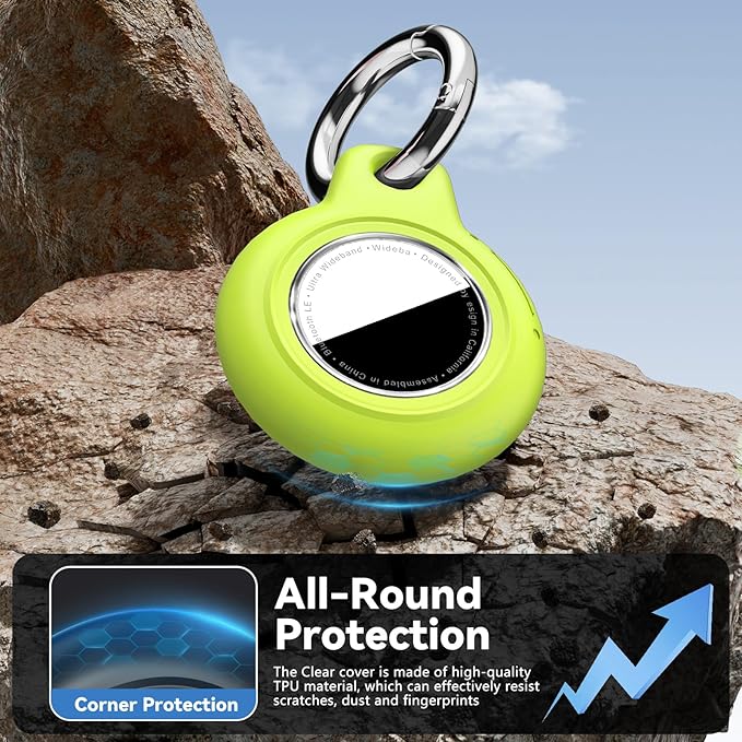 for Apple AirTag 2nd & 1st Gen, Waterproof Case for AirTag Holder Keychain,GPS Tracker Cover for Dog,Car Key,Luggage-D4-Fluorescent Green